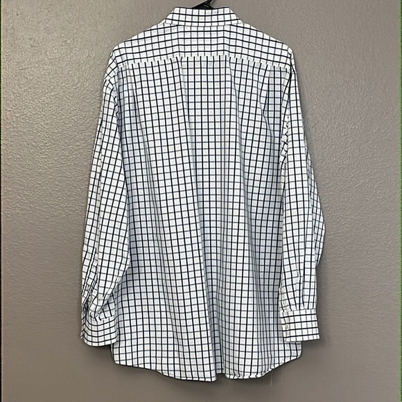 Tommy Hilfiger Regular Fit 17 34-35 Dress Shirt Checkered White Blue - Picture 9 of 9